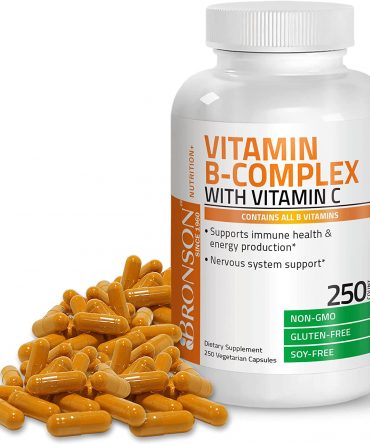 Bronson Vitamin B Complex with Vitamin C - Immune Health, Energy Support & Nervous System Support - Non-GMO, 250 Vegetarian Capsules